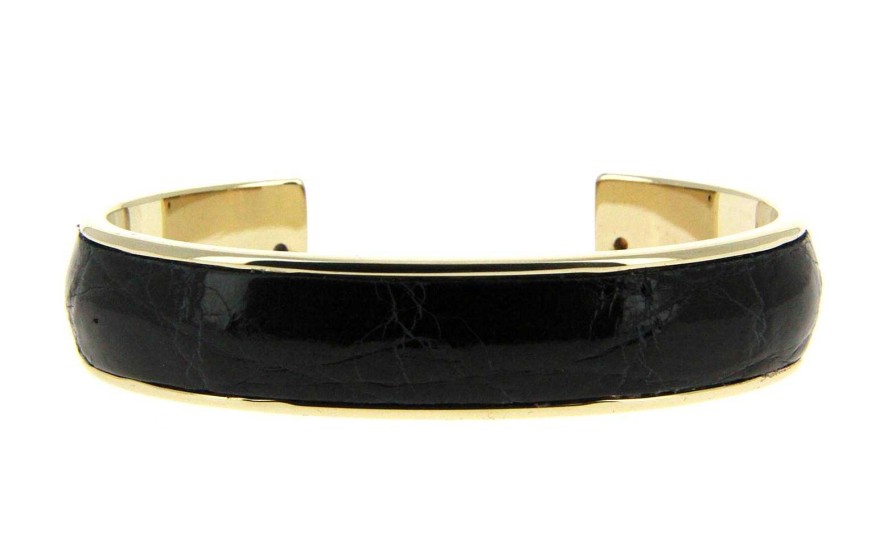 Bracelets | Stamerra Stamerra Bracelet Vero Genuine Croco Medon Gold Nero