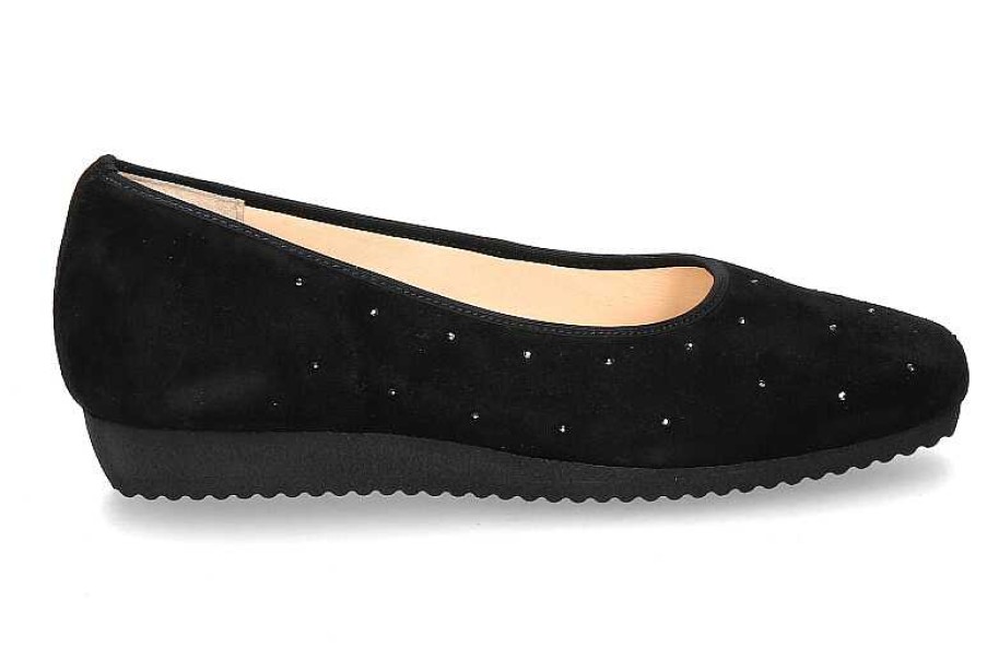 Flats | Hassia Hassia Slipper Sanremo Samtziege Schwarz