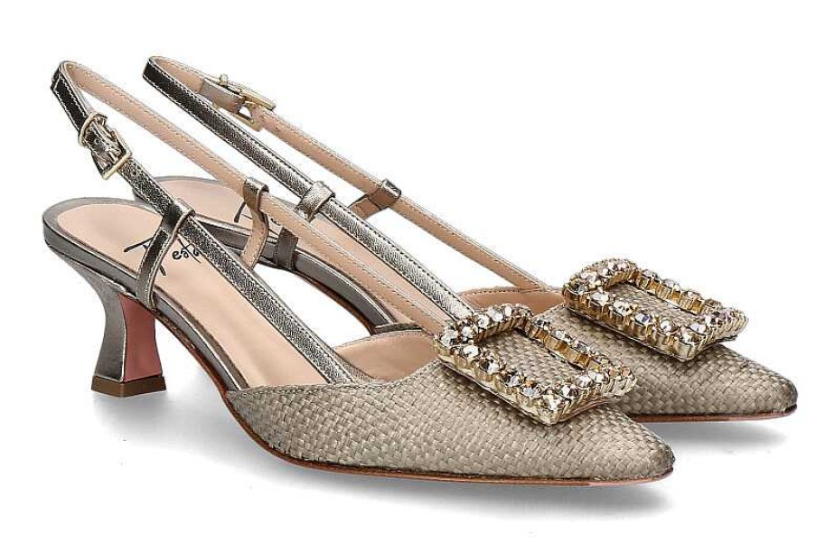 Pumps | Roberto Festa Roberto Festa Sling Pumps Stefi Raffia Lino Luxor Bronze