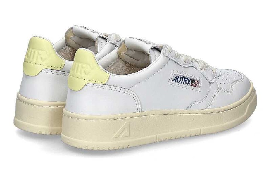 Sneakers | Autry Autry Women'S Sneaker Medalist Leather Ll58- White/Lime Yellow