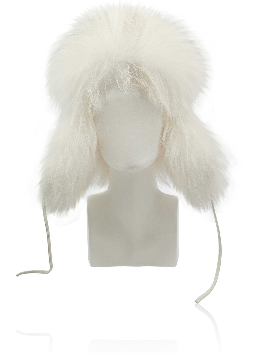 Fur Hats - Aviator Hats | FurLand Russia Furland Pilotenmutze - Ushunka White Red Roses - Fuchsfell Fellmutze