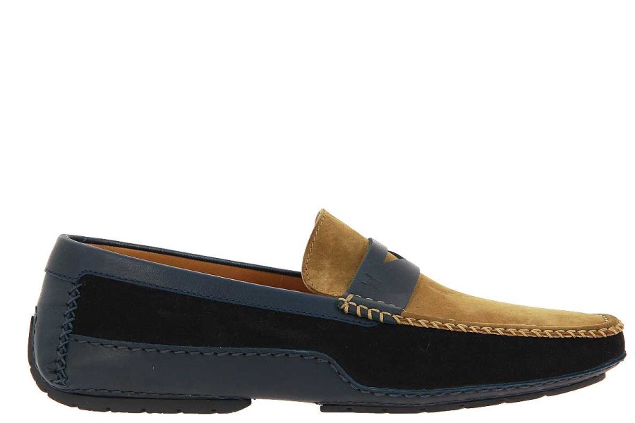 Moccasins | Moreschi Moreschi Loafer Baviera Blu Scuro Marrone