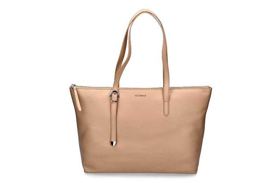 Hand Bags | Coccinelle Coccinelle Shopper Grain Leather Gleen Toasted