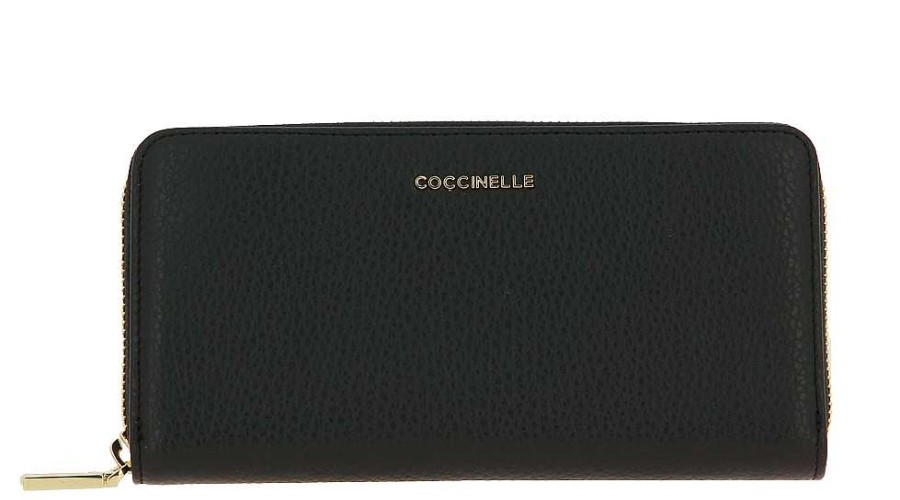 Wallets | Coccinelle Coccinelle Wallet Wall Grain Lea Noir Metallic Soft