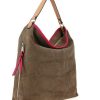 Hand Bags | Carol J. Carol J. Bag Suede Dollaro Taupe Fuxia