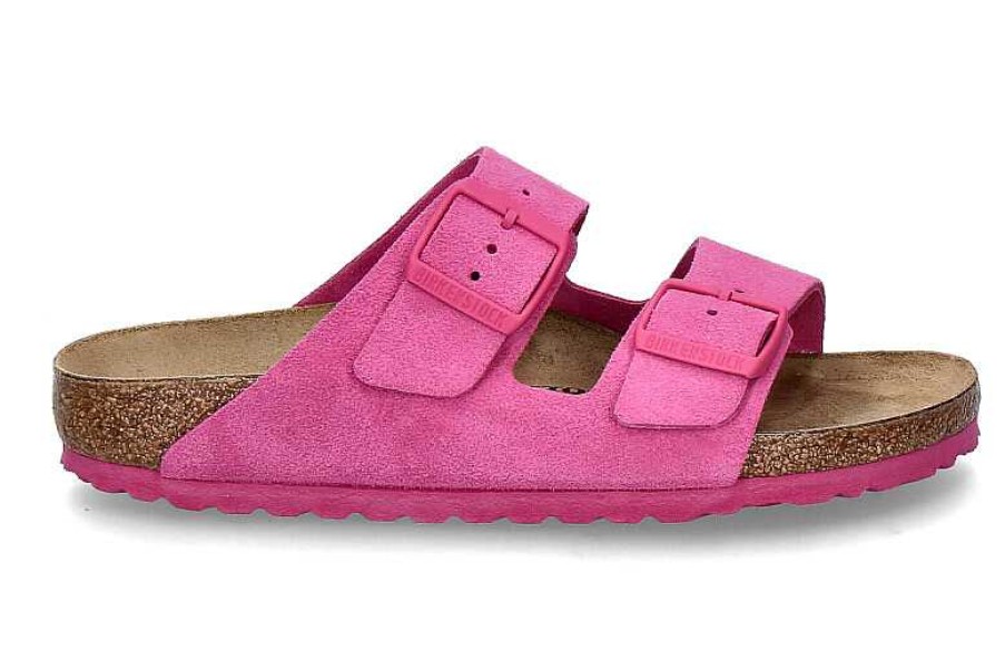 House Slippers | Birkenstock Birkenstock Pantolette Arizona Schmal Veloursleder Fuchsia Tulip