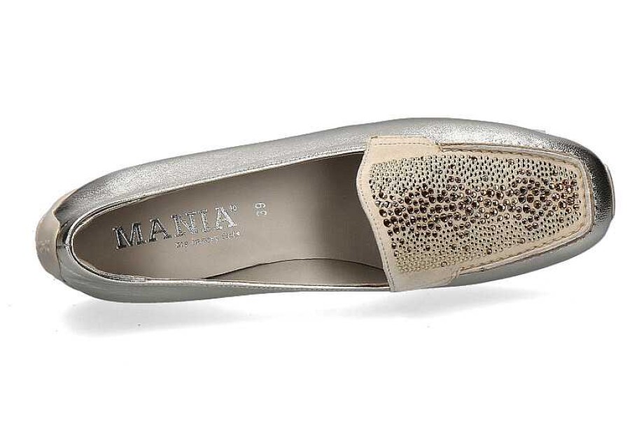 Flats | Mania Mania Slipper Nappa Platino Camoscio Platino